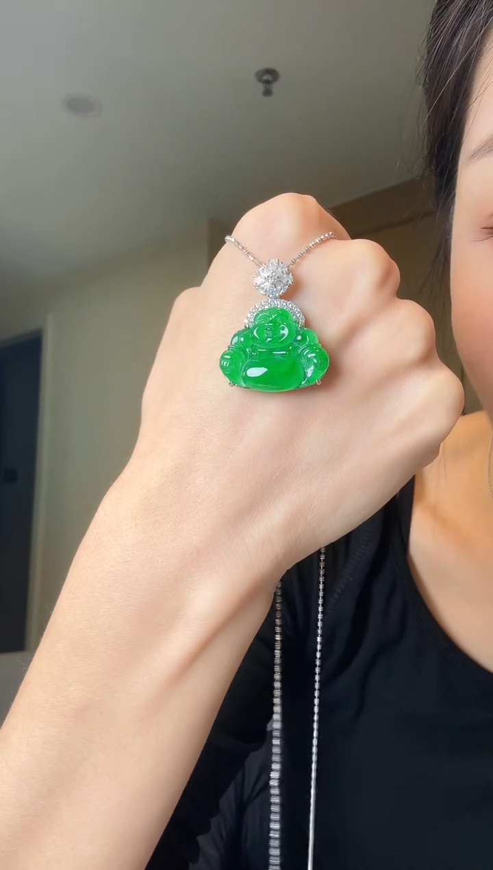 【闪购商品】翡翠吊坠(不含链)银S925镶嵌天然翡翠吊坠1