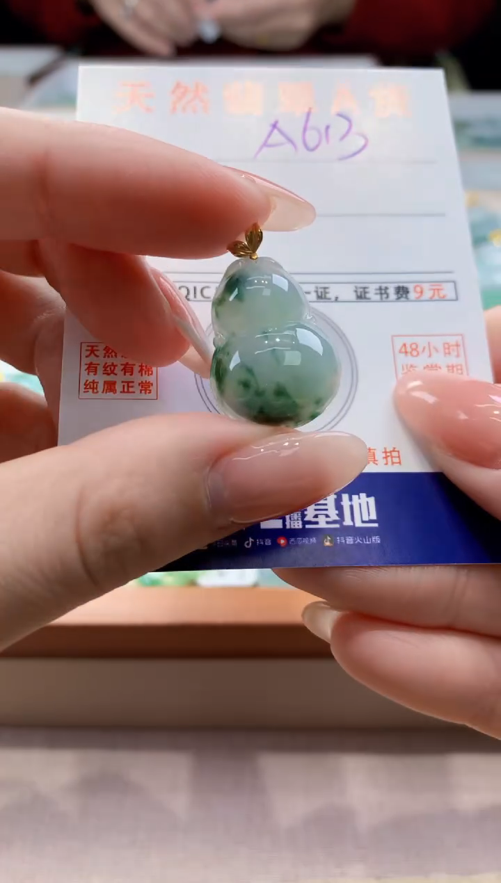 颈饰18K金镶嵌翡翠天然缅甸a货翡翠