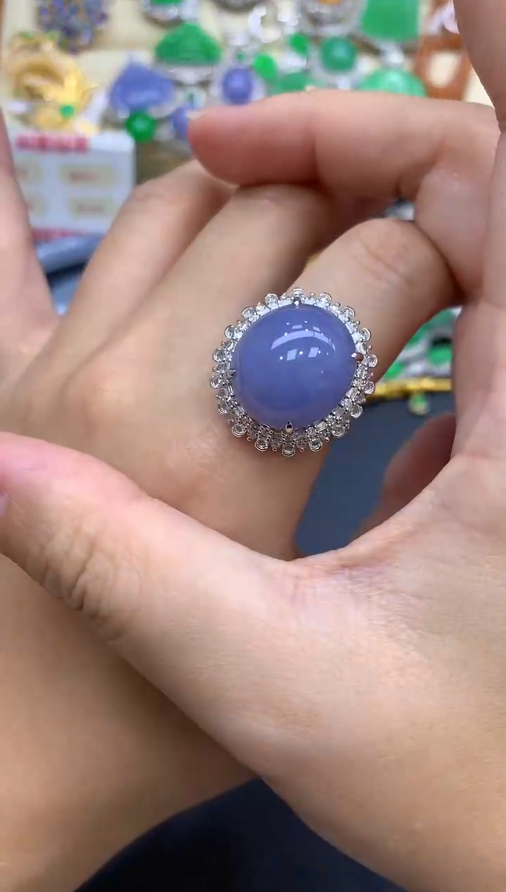 18K金镶嵌戒指翡翠724-中国好珍宝