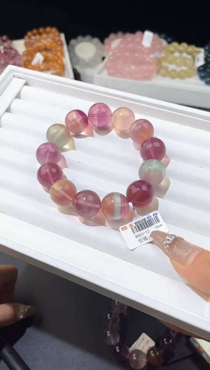 【闪购商品】萤石手链未镶嵌多样性发一彩萤石18mm