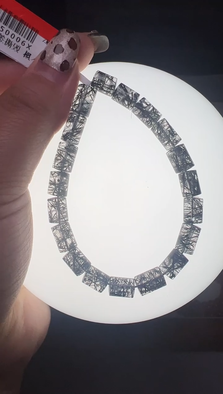 未镶嵌手串水晶多样性发一 黑发晶桶珠手串 M50006X 