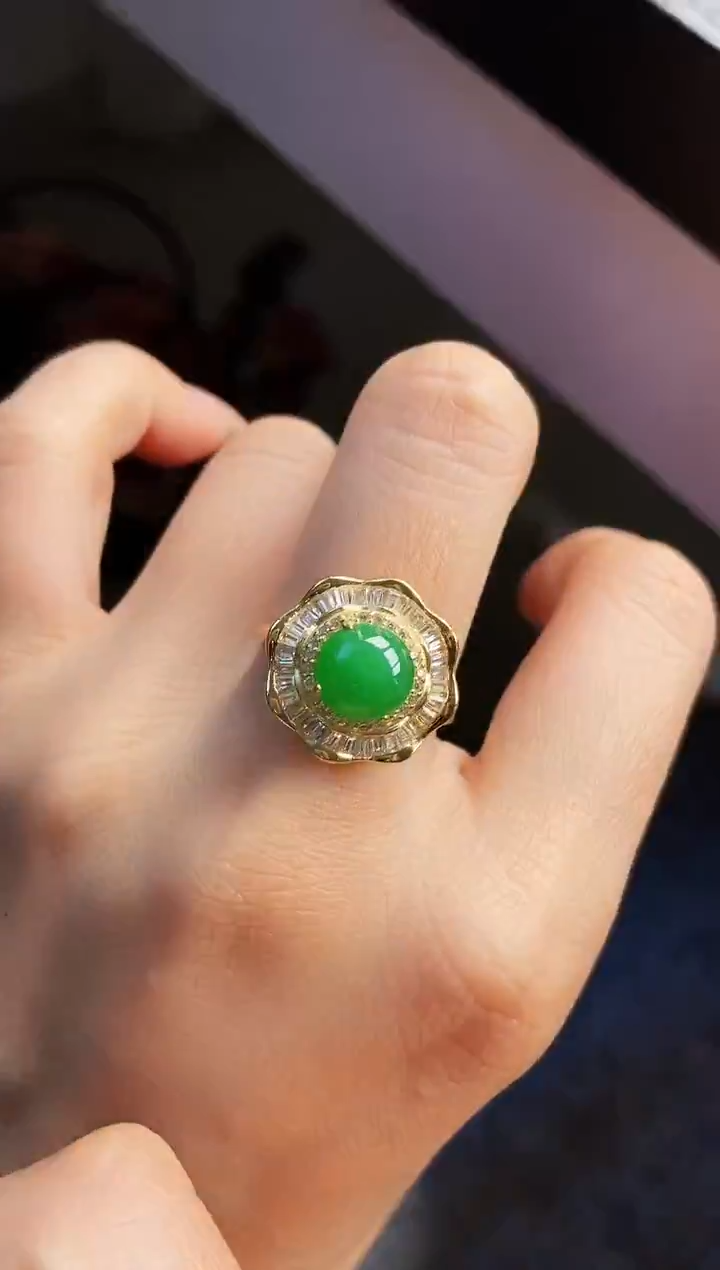 银S925镶嵌戒指翡翠12