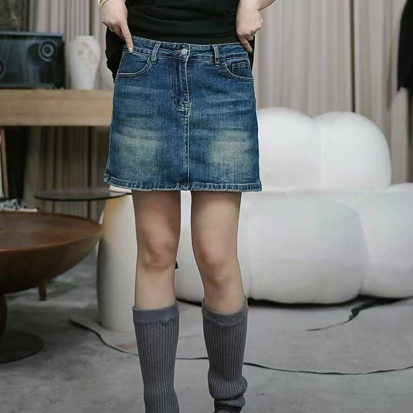 infobyfive福利春季新款弹力一步半身裙牛仔短裙2DH0701