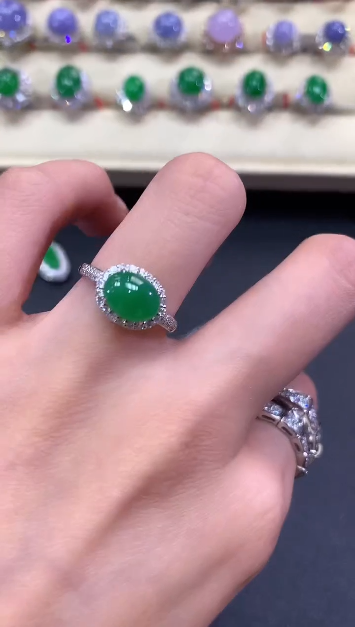 【闪购商品】翡翠戒指18K金镶嵌a146