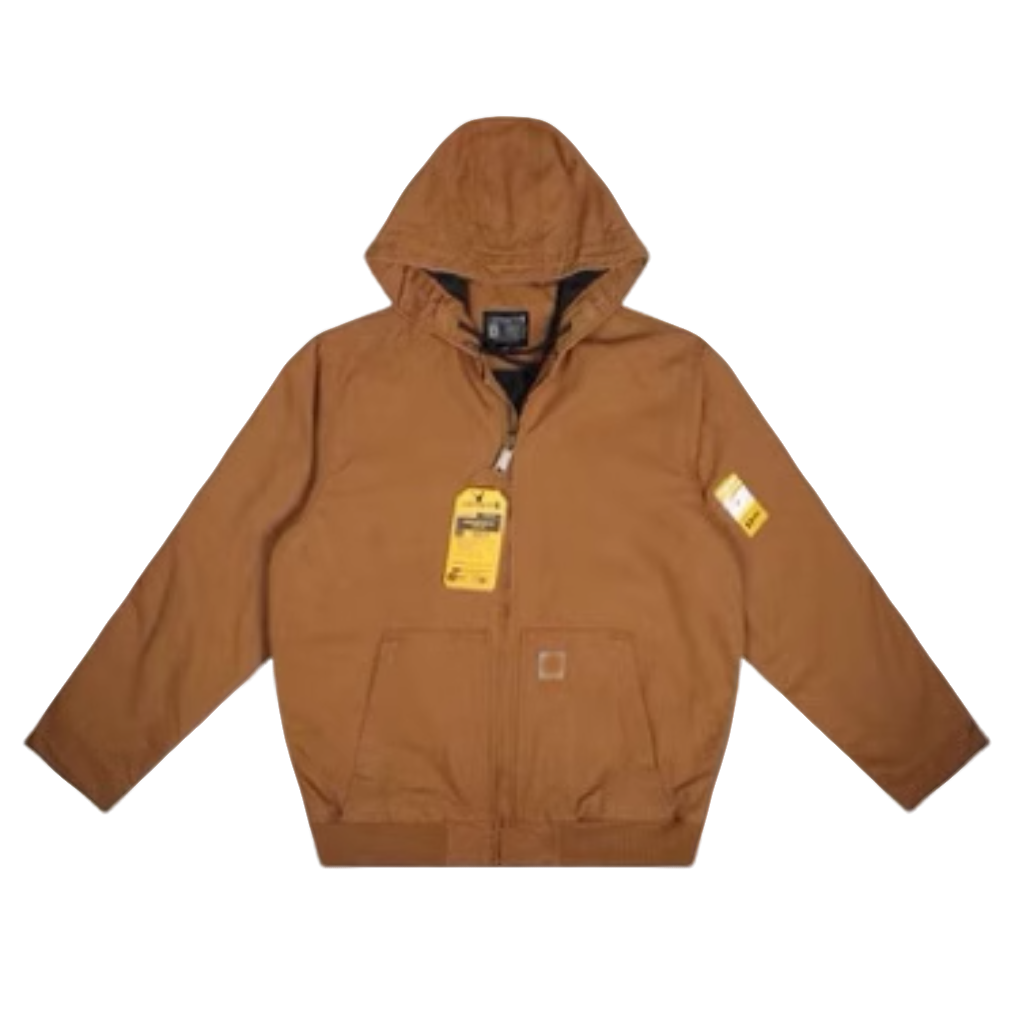 J130尾 重磅帆布夹克棉服冬季加厚款保暖工装连帽外套男女同款