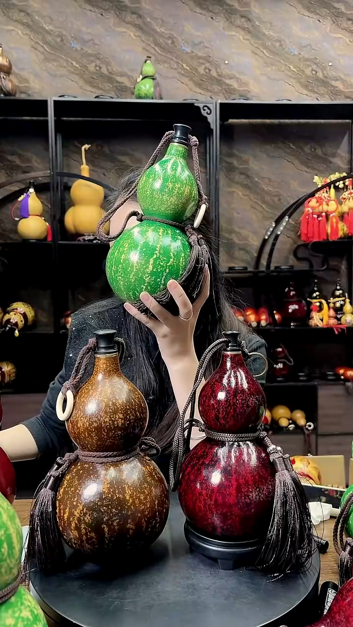 天然大漆酒葫芦带网兜