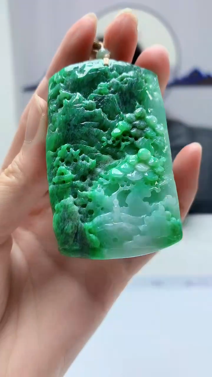 【闪购商品】定制翡翠未镶嵌4852zm-毛货挂件16山水