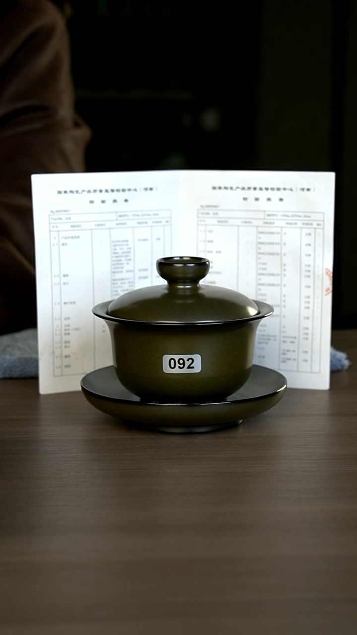 【闪购商品】杯092号茶叶末黑金元宝盖碗一级