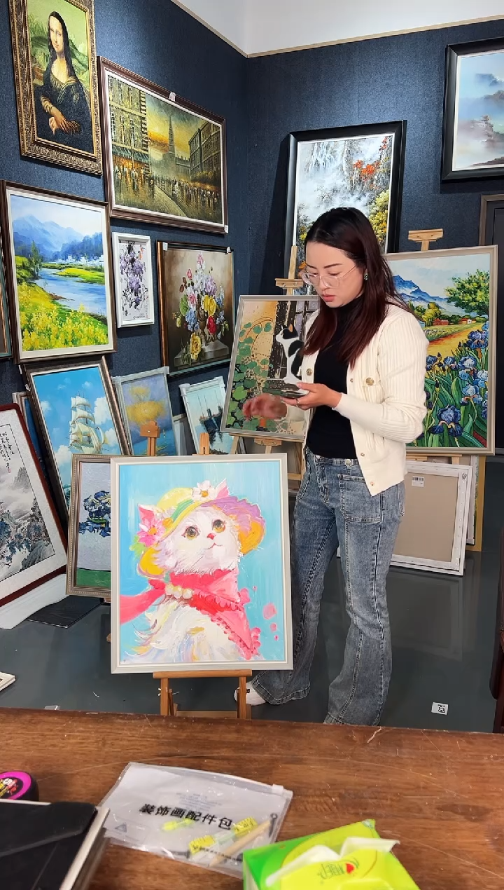 【闪购商品】油画11号 50*60 小猫-手绘油画