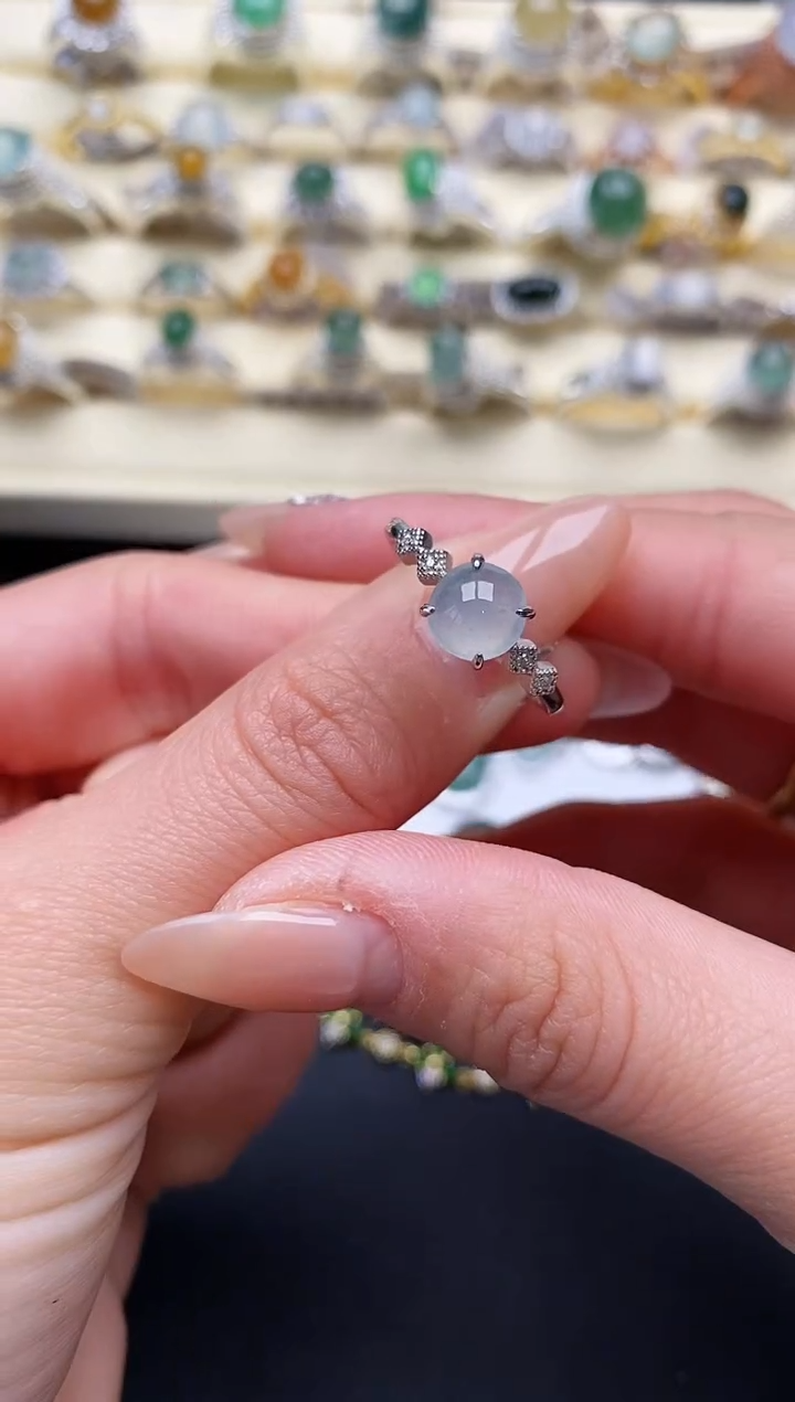 【闪购商品】翡翠戒指银S925镶嵌111111+6