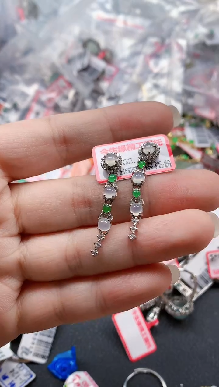 银S925镶嵌戒指翡翠天然A货缅甸翡翠