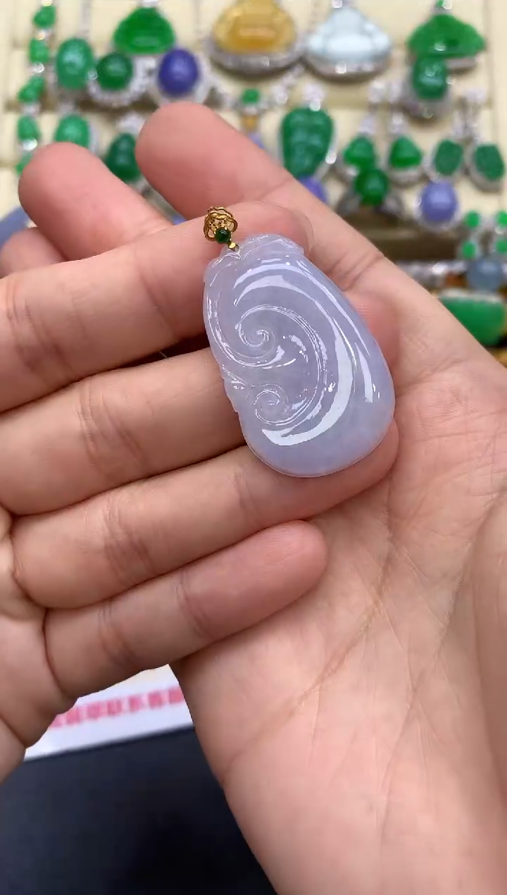 颈饰18K金镶嵌翡翠368-中国好珍宝