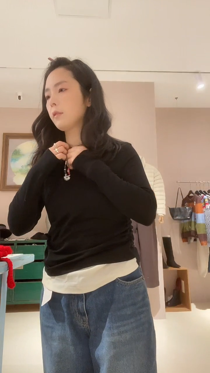 霞*️黑色半拉链打底280