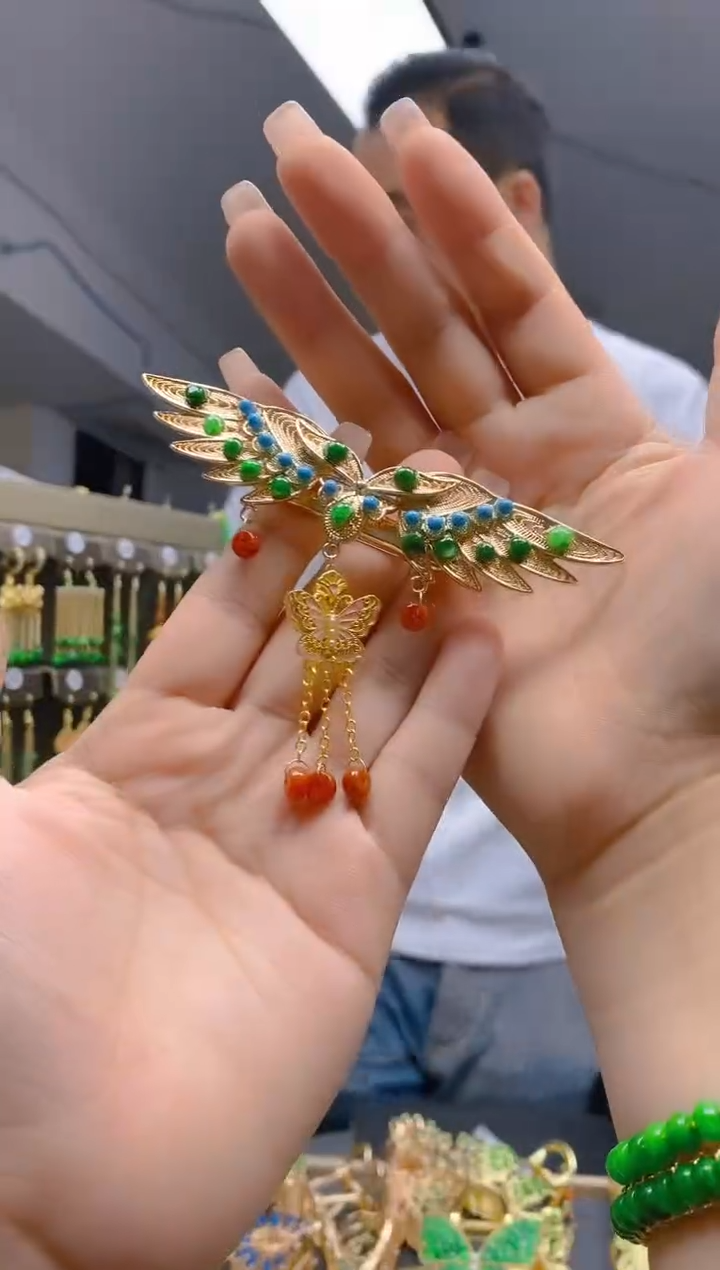 【闪购商品】翡翠耳饰合金366翡翠发簪