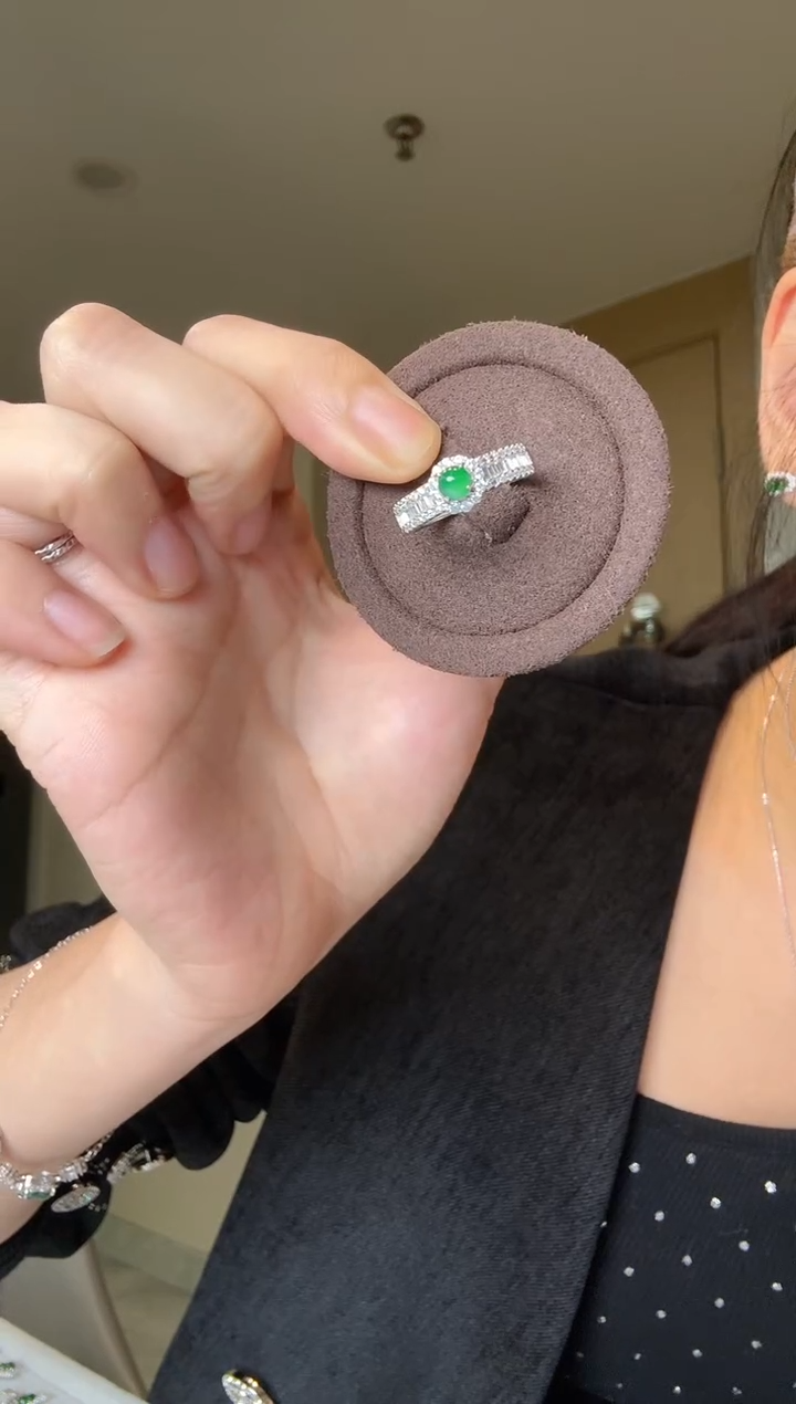 【闪购商品】翡翠戒指银S925镶嵌蛋面戒指