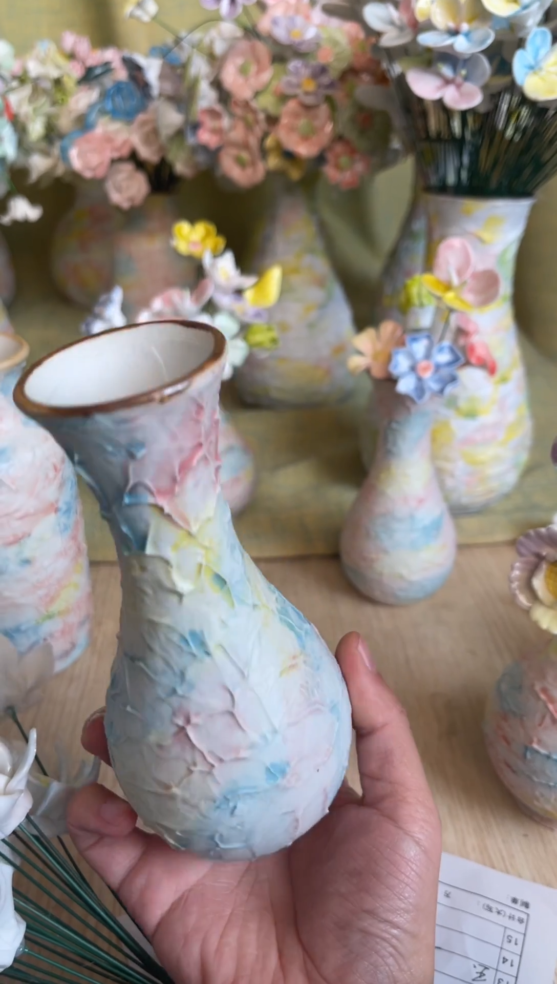 摆件陶瓷手工花瓶直筒瓶