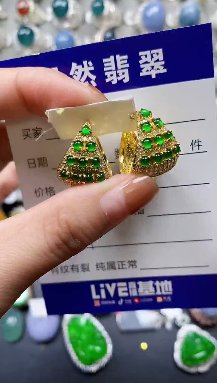 【闪购商品】翡翠耳饰银S925镶嵌0197