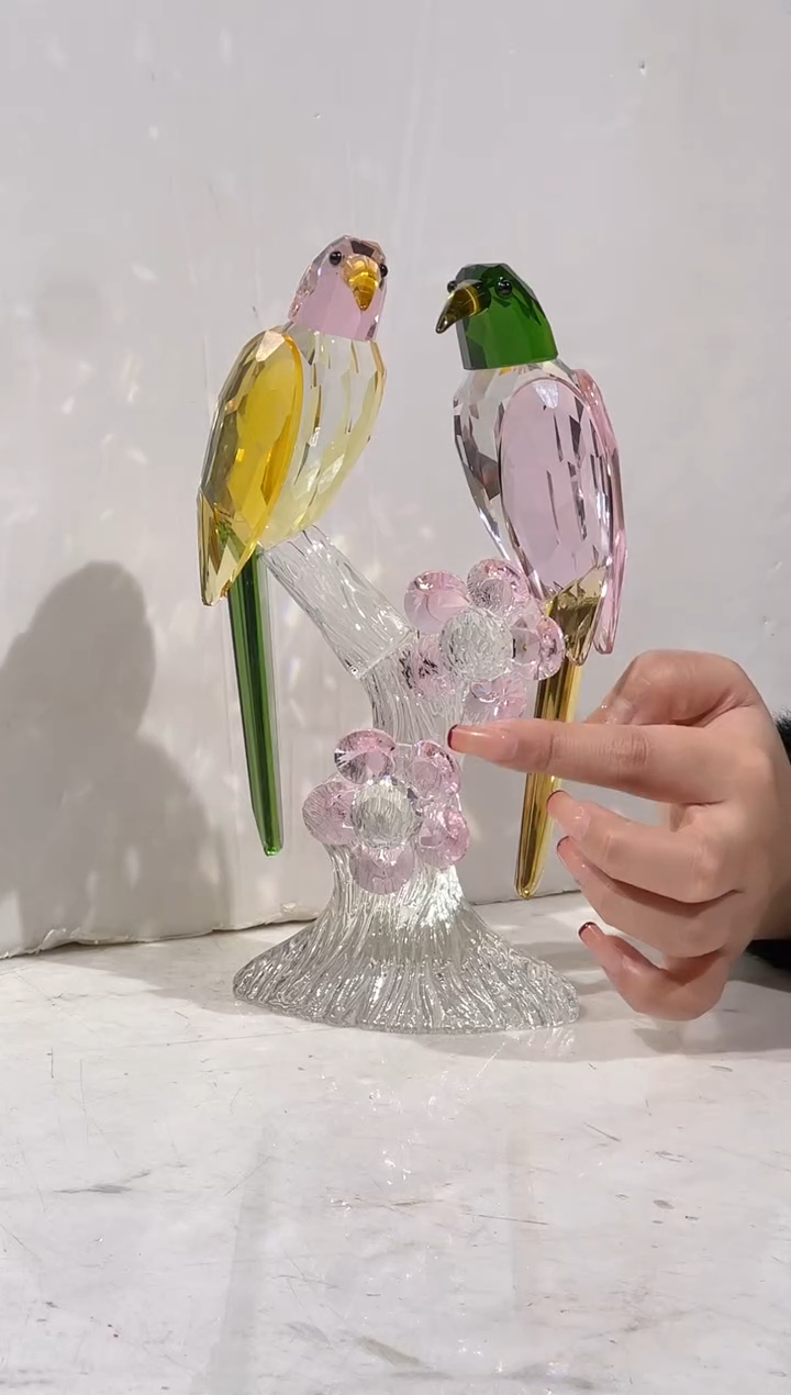 【闪购商品】人造水晶双枝小喜鹊鸟