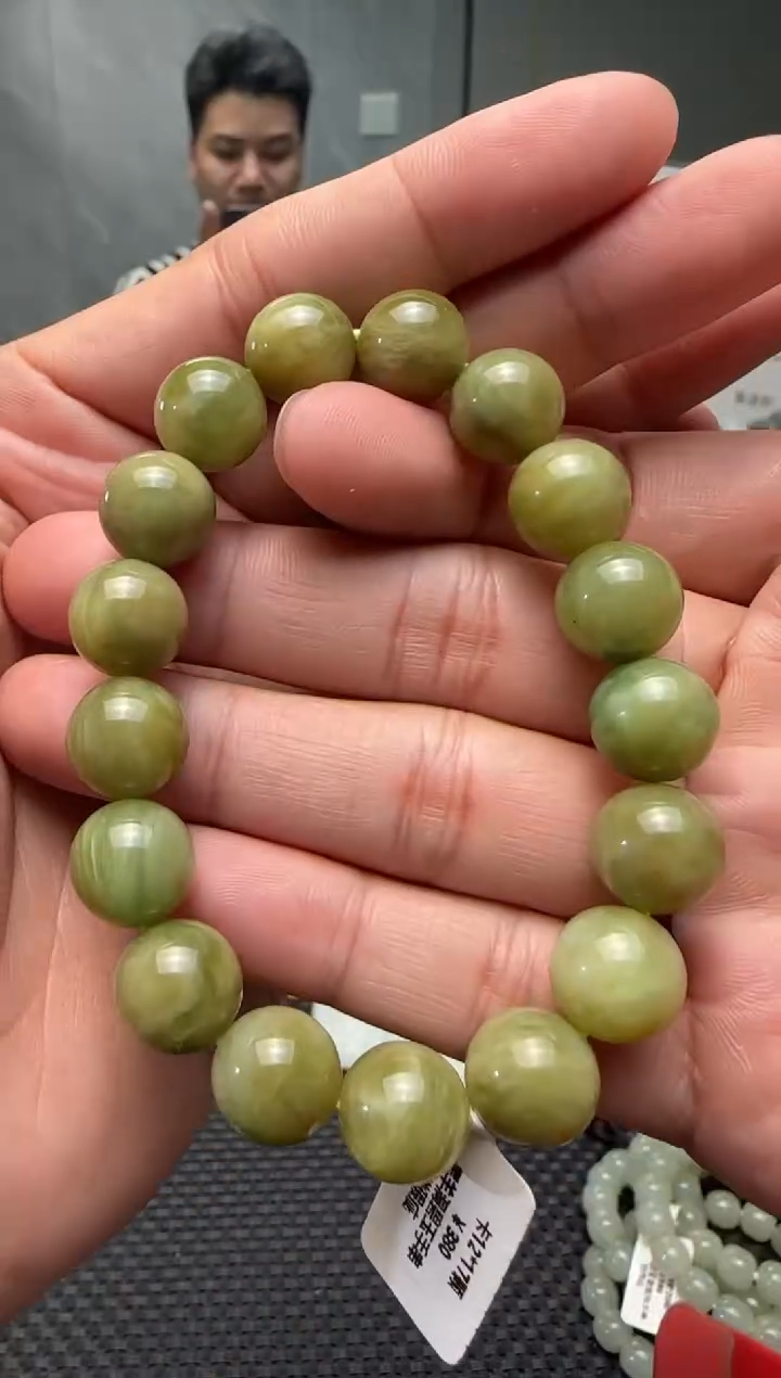 未镶嵌手串和田玉黑羊洞碧玉手串卡12