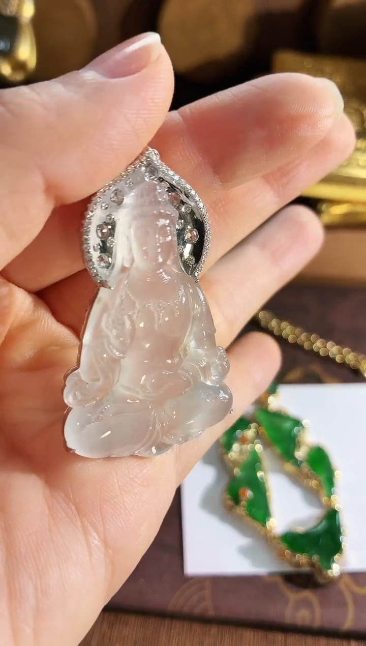 翡翠18K金镶嵌吊坠(不含链)吊坠