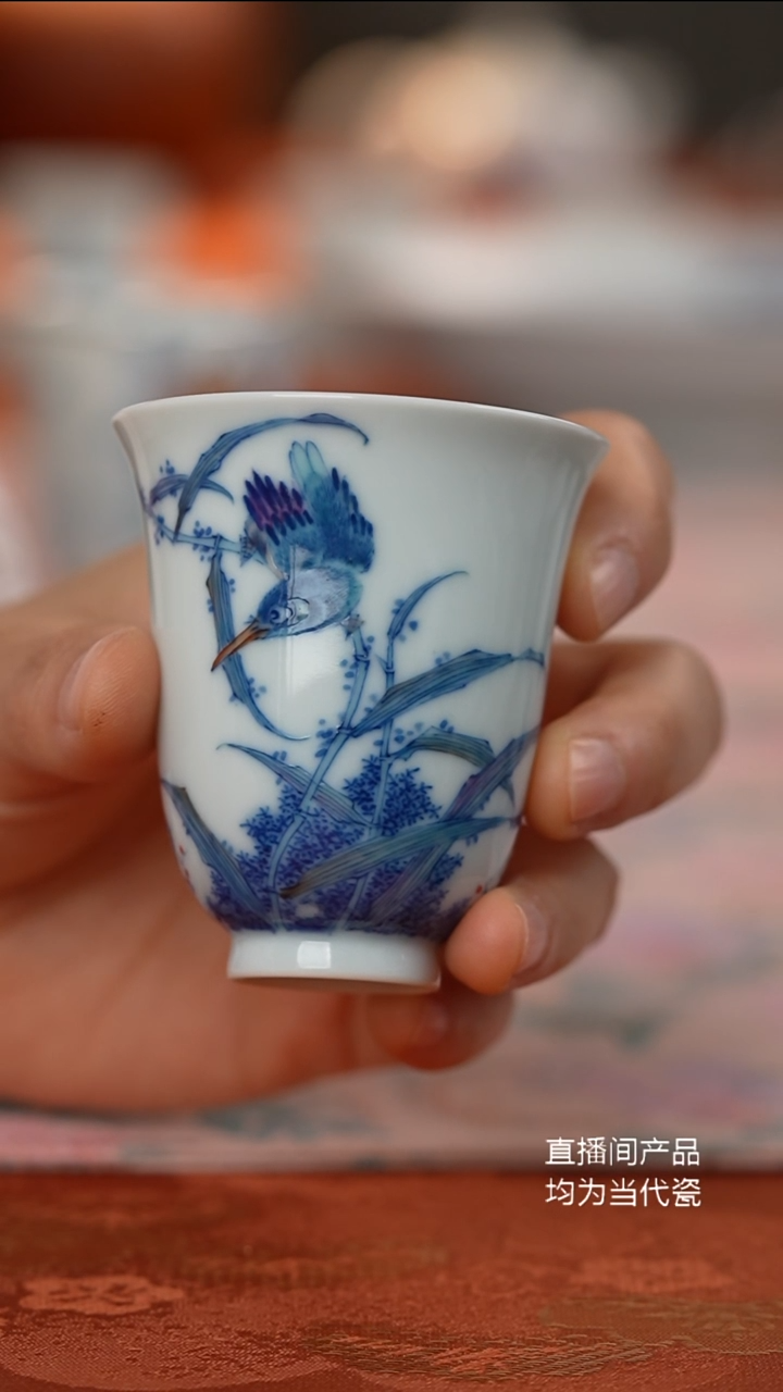 望玉斗彩单翠闻香杯