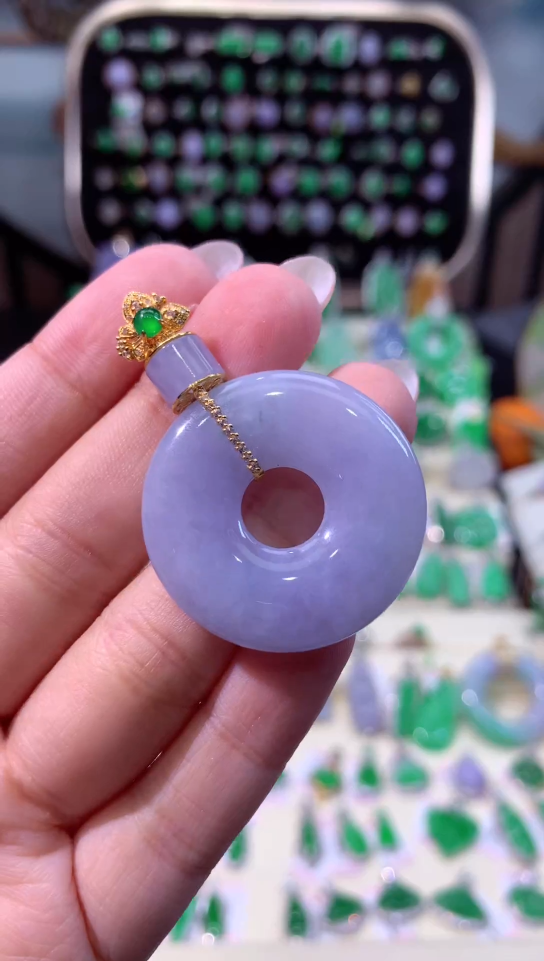 【闪购商品】翡翠颈饰18K金镶嵌缅甸天然A货翡翠