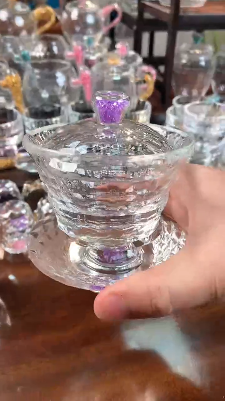 【闪购商品】玺宴新款水晶三才盖碗紫罗兰
