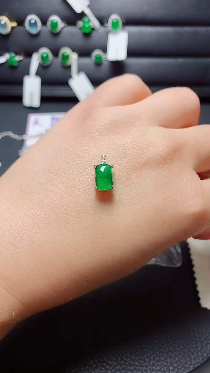 银S925镶嵌戒指翡翠天然翡翠A货s925银镶