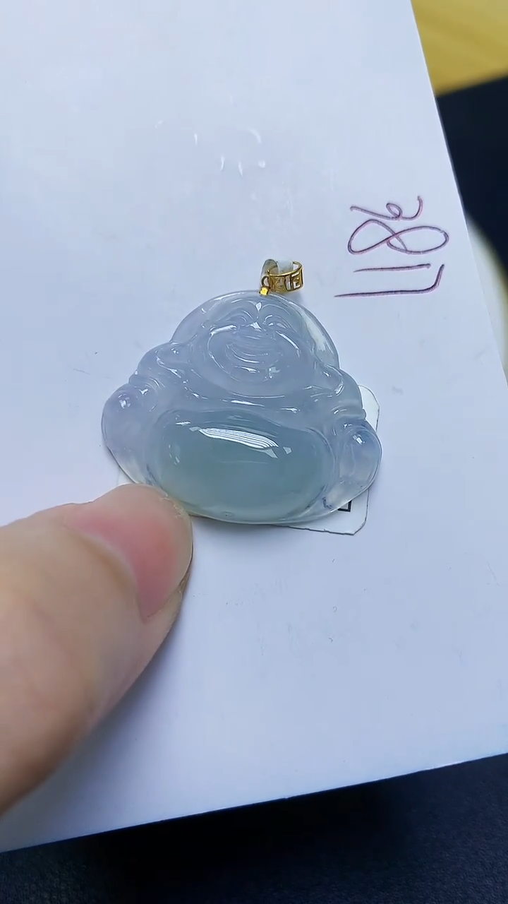翡翠18K金镶嵌颈饰天然自然緬甸A貨翡翠