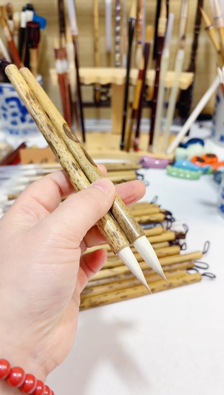 笔杆微瑕 天然花梅露兼毫毛笔2支 出锋3.0 口径0.8 试墨不售后