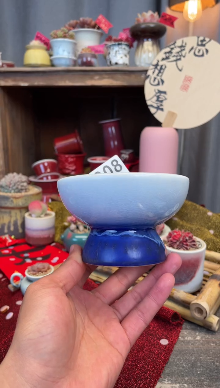 【闪购商品】摆件308景德镇手工花盆 默认微瑕