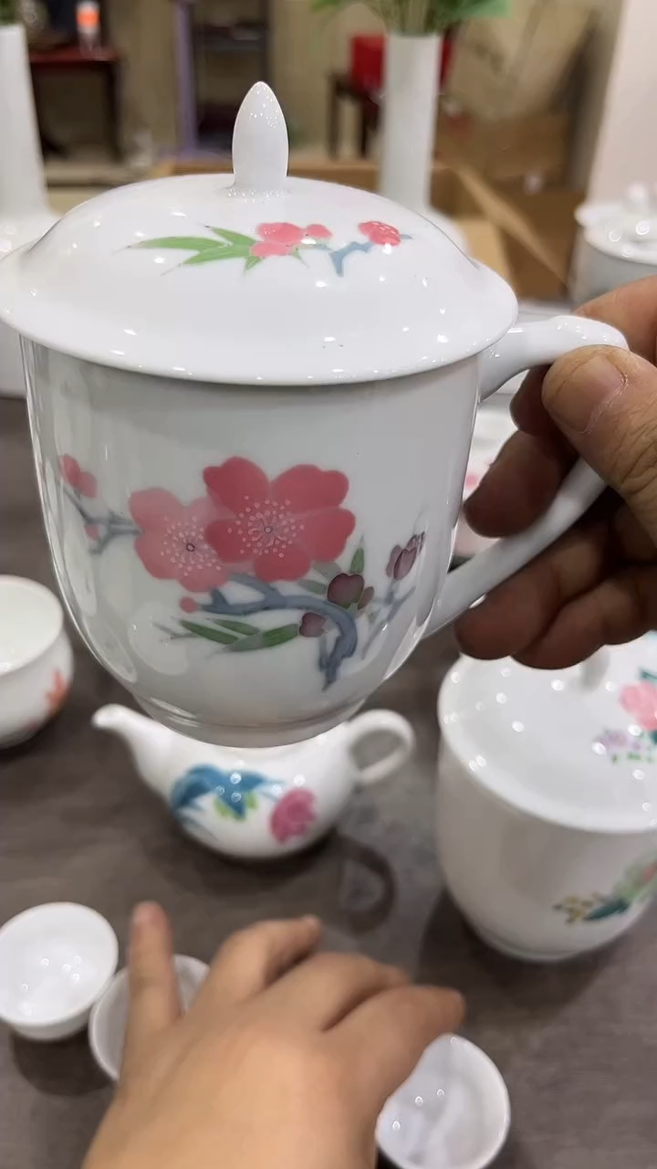 用****2微瑕4个湖南醴陵釉下五彩陶瓷