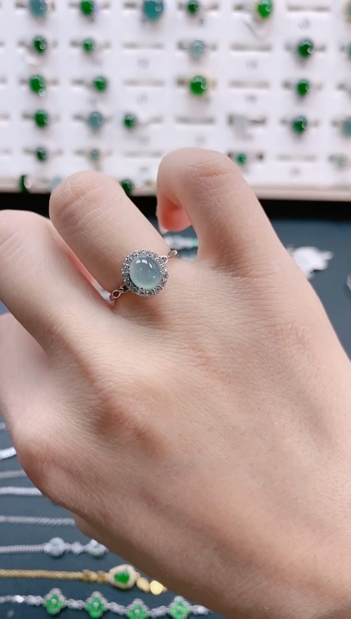 【闪购商品】翡翠戒指银S925镶嵌天然翡翠