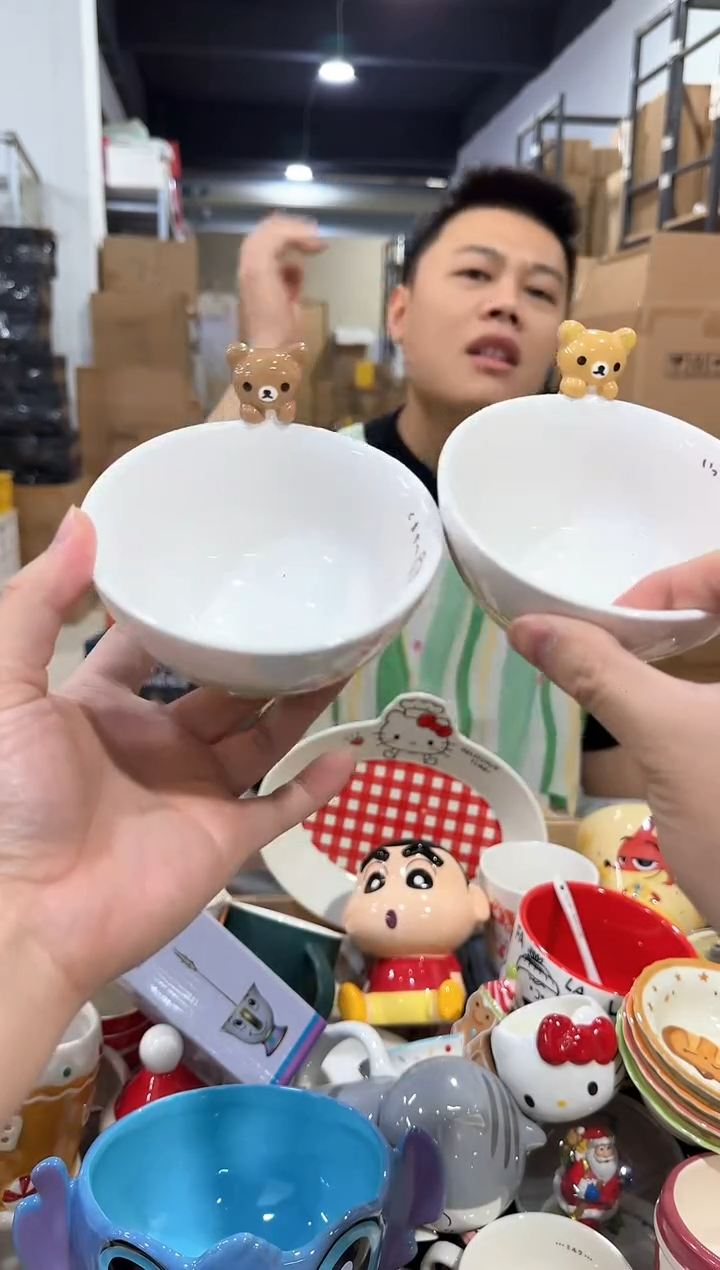 瓷片轻松熊公仔碗2件套 微瑕不退不换