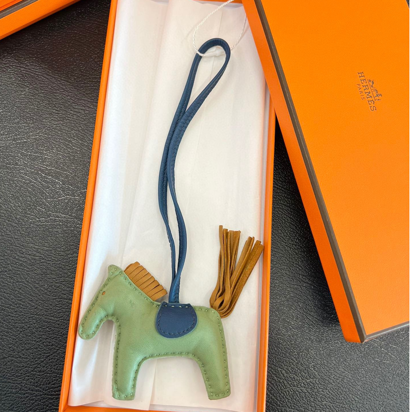 95新 Hermes/爱马仕 rodeo系列绿色拼色小马吊饰挂件 Y刻 /154569