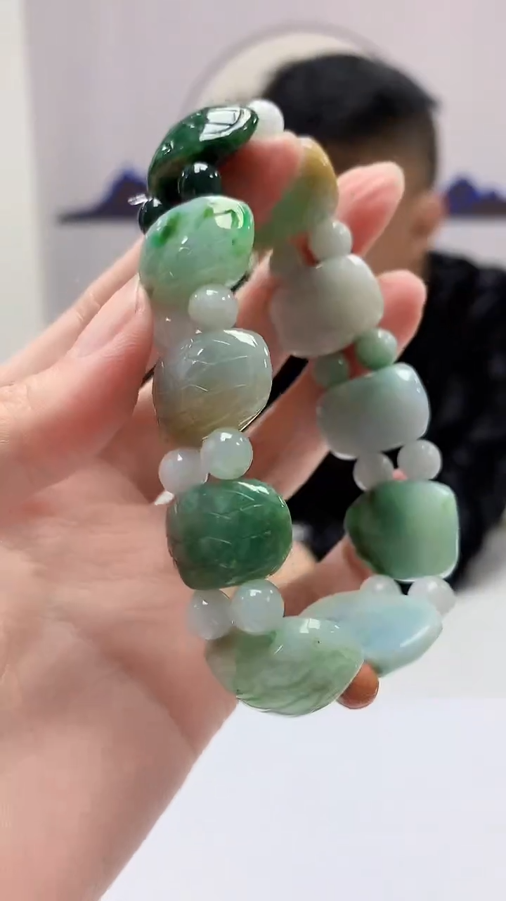 【闪购商品】定制翡翠未镶嵌4969zm-毛货手串59