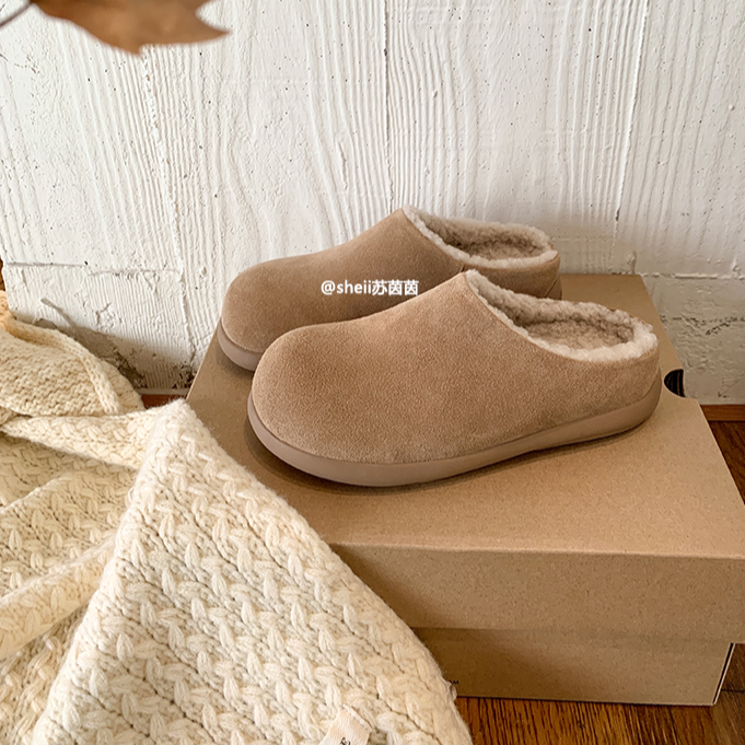 【sheii苏茵茵】牛绒小土豆~毛毛加绒保暖包头拖鞋女勃肯E4411310