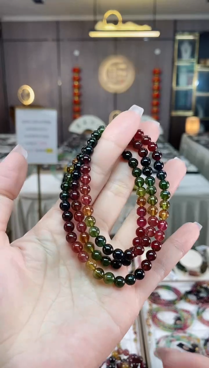 【闪购商品】碧玺三圈手串5mm+未镶嵌（多样性发一条）hon