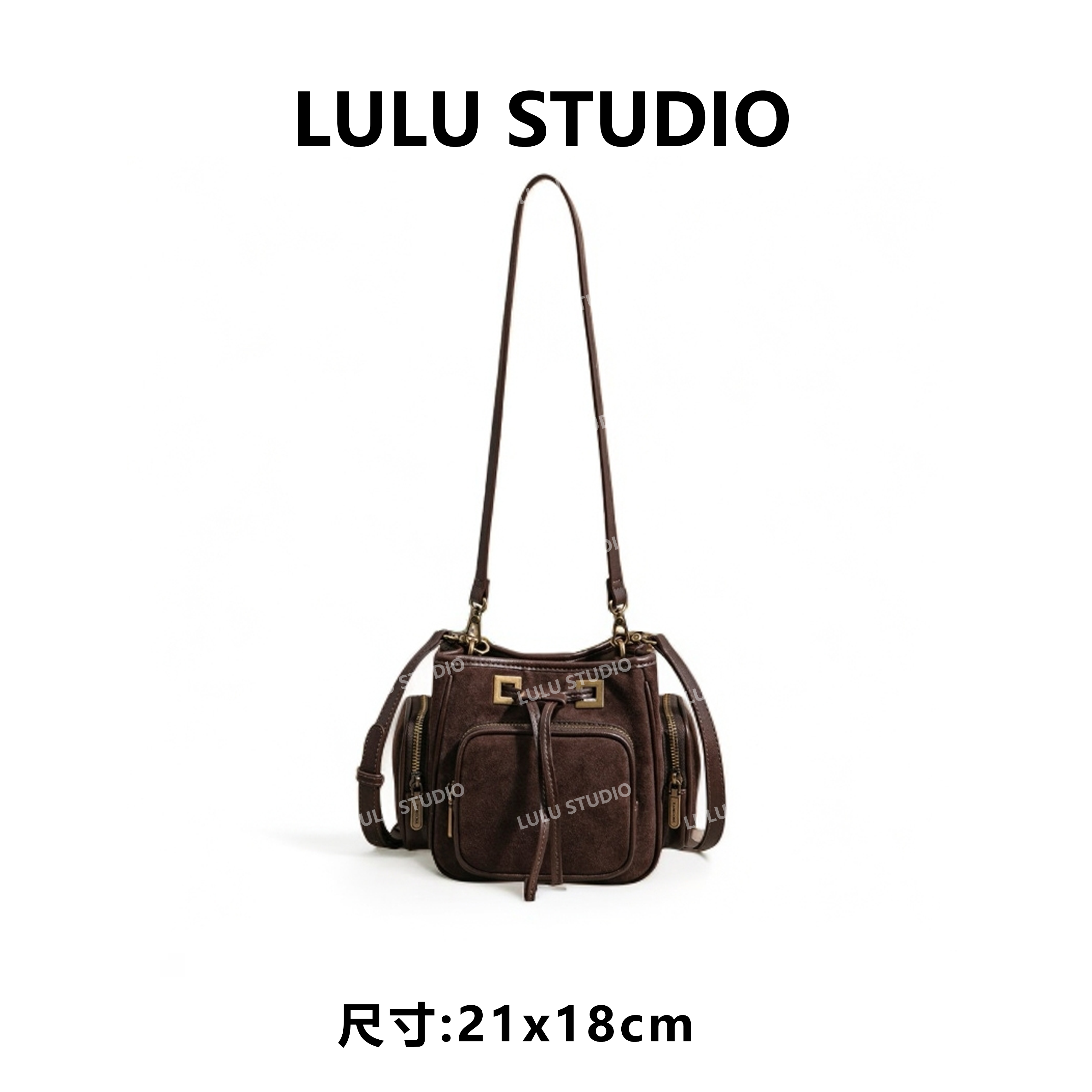 【LULU】SK-63100-焦糖RAIN.CUN气质时尚百搭简约斜跨轻奢女包