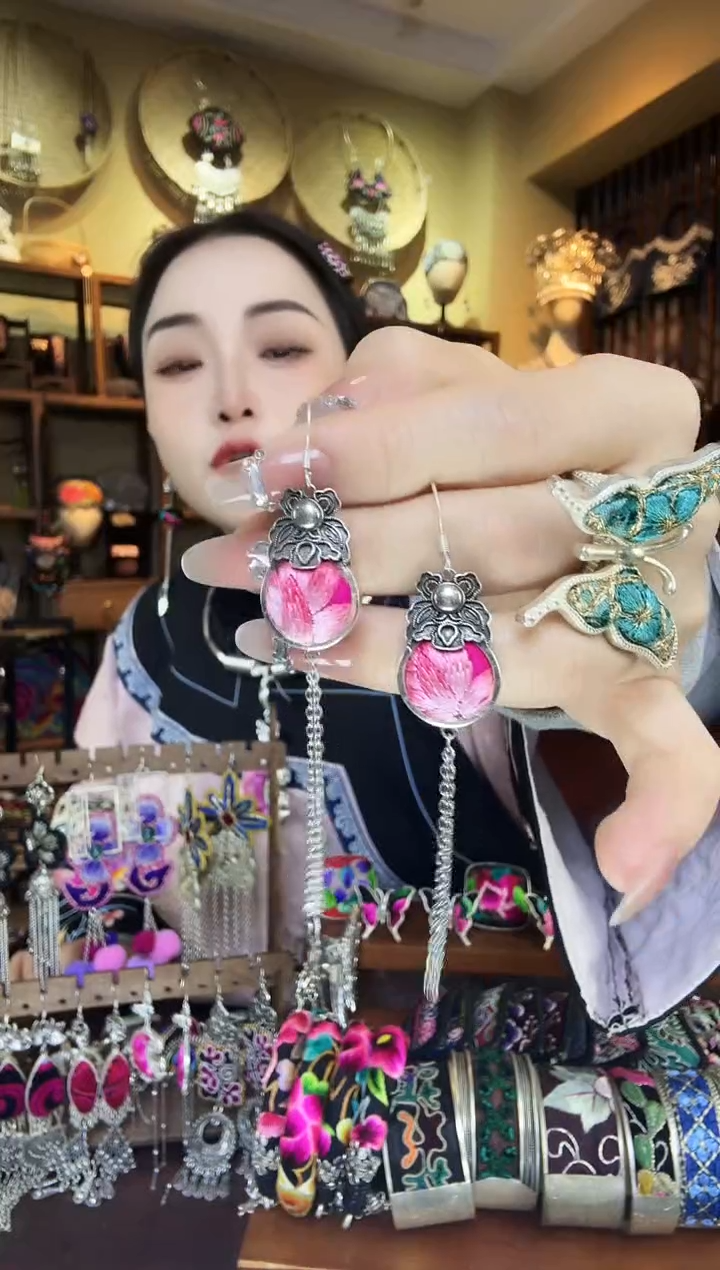 刺绣非遗刺绣民族风耳环