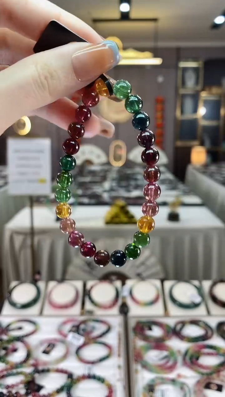 【闪购商品】碧玺收藏级单圈手串7mm+未镶嵌一物一证dan