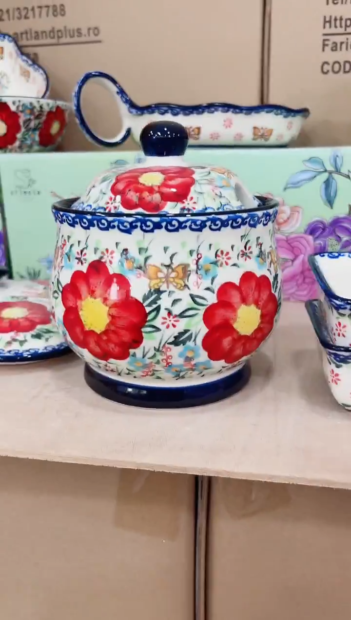 瓷西西利亚-1200ml猪油罐/红尾勺