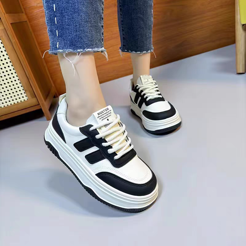 2025新款厚底板鞋 防滑春款休闲鞋 时尚百搭学生鞋