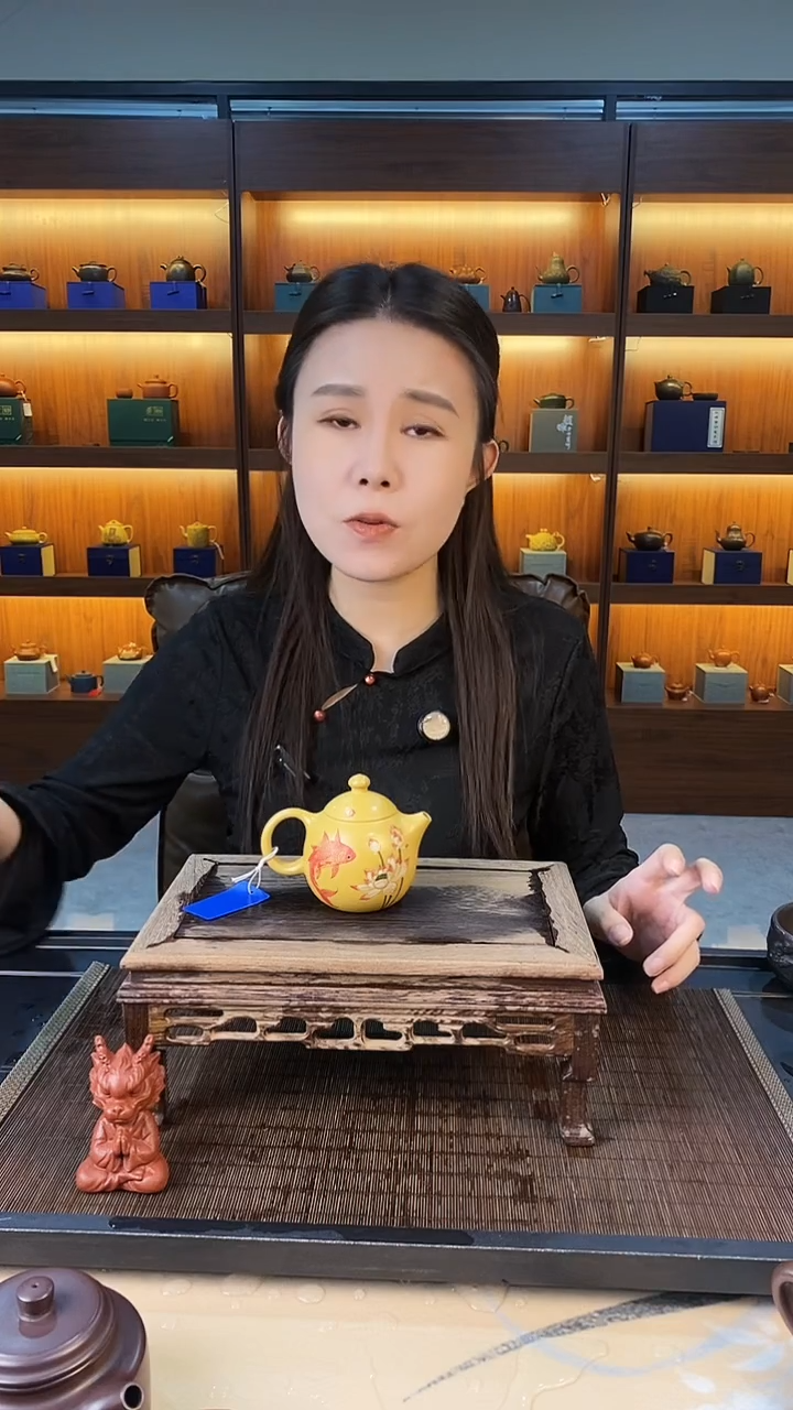 茶壶紫砂小品荷塘鱼趣龙蛋 黄金段泥 马千里（证书礼盒手提袋 ）