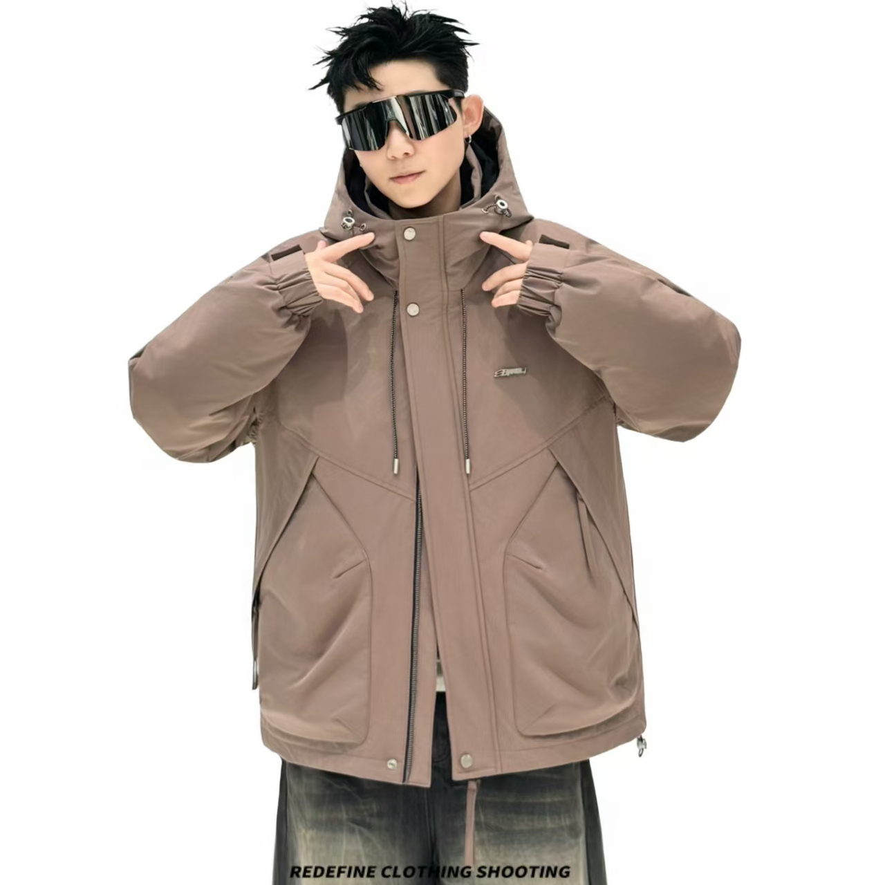 2025冬季新款时尚潮流宽松高级感冲锋衣防寒服9959