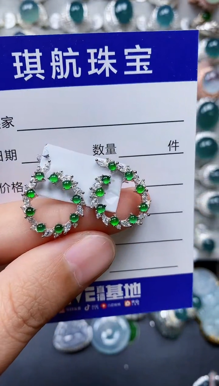【闪购商品】翡翠耳饰银S925镶嵌0241