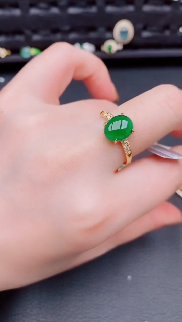 【闪购商品】翡翠戒指银S925镶嵌天然a货翡翠500