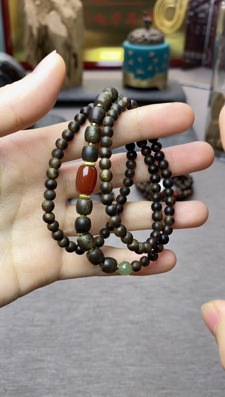 【闪购商品】沉香手串白棋04+紫棋06三圈设计