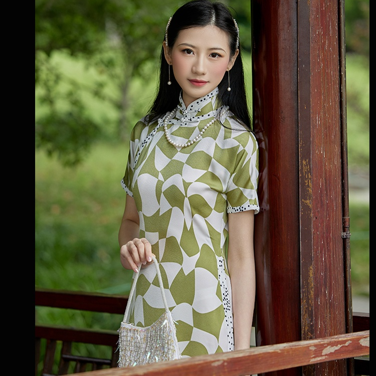 8号-D 古法全开襟旗袍连衣裙特价