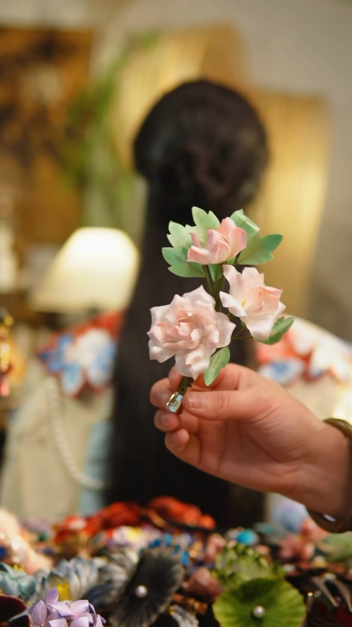 木非遗绒花工艺山茶